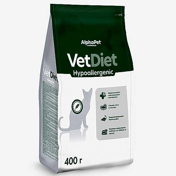 AlphaPet Vet Diet сух.корм д/кош.при пищевой аллергии и непереносимости ингредиентов, 400гр