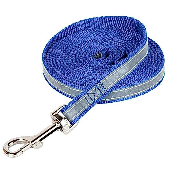Поводок синий 1,5 см 1,5 м светоотражающая лента