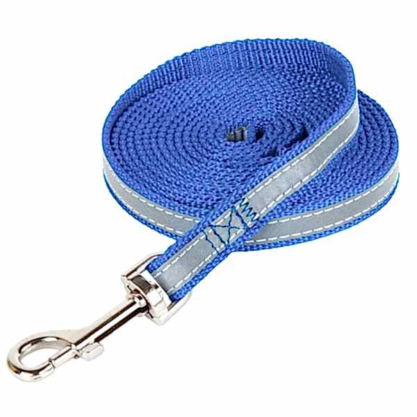 Поводок синий 2,5 см 1,5 м светоотражающая лента