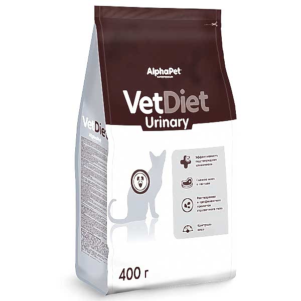 AlphaPet Vet Diet сух.корм д/кош.при заболеваниях нижних отделов мочевыводящих путей, 400гр