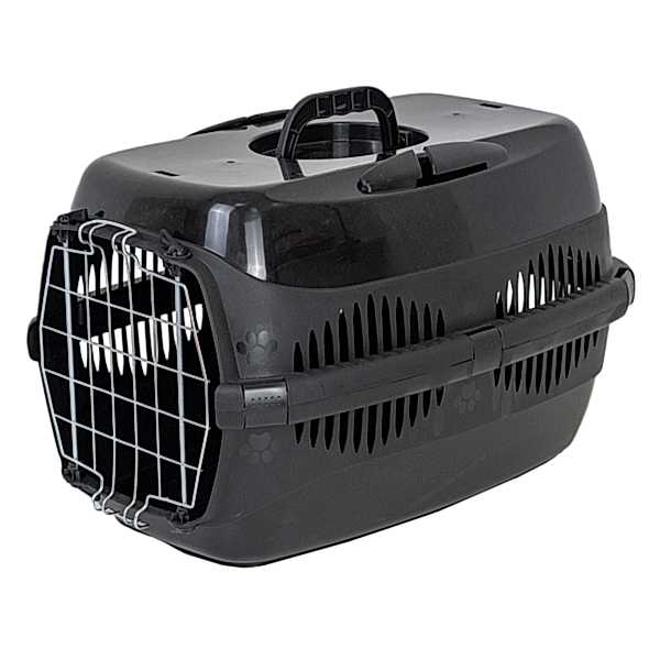 DELIPET переноска пластиковая черная, с металл.двер, 49*33*32см, до 8кг