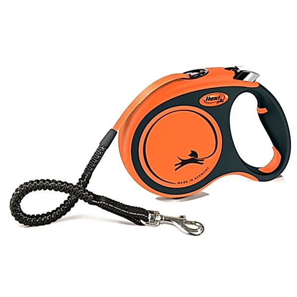 FLEXI Рулетка Flexi Xtreme L ремень 5 м до 65 кг, черный/оранжевый