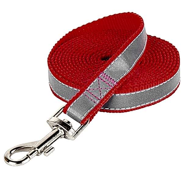 Поводок красный 1,5 см 1,5 м светоотражающая лента	