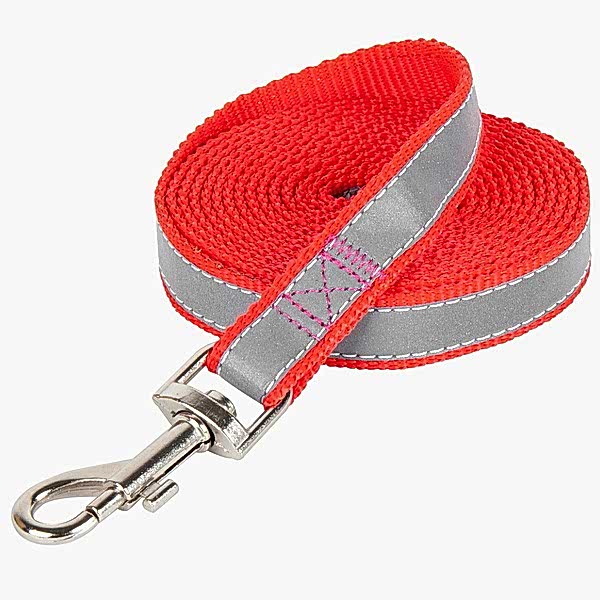 Поводок красный 2 см 1,5 м светоотражающая лента