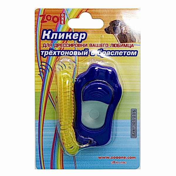 ZooOne кликер трёхтоновый в форме лапки с браслетом синий