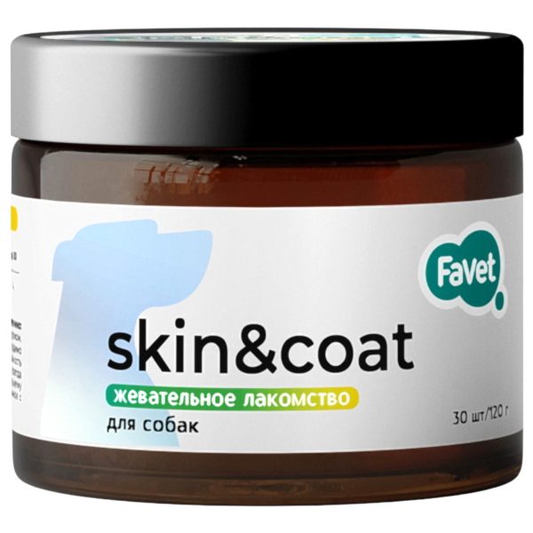 Favet Функциональное лакомство MultivitaminDog Soft Chews для кожи и шерсти для собак, 120г 