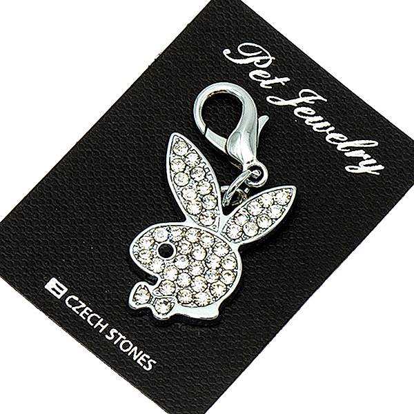 Медальон-адресник д/собак метал.Playboy стразы белые