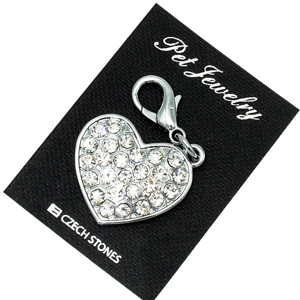 Медальон-адресник д/собак метал.Сердце стразы белые