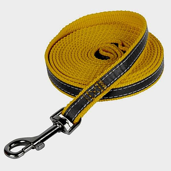 Поводок желтый 2,5 см 1,5 м светоотражающая лента