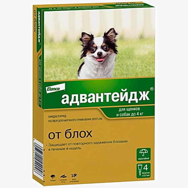 Адвантейдж д/собак  до 4 кг  1пип/уп