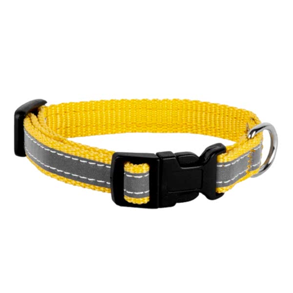 Ошейник желтый светоотражающая лента 1,5 см