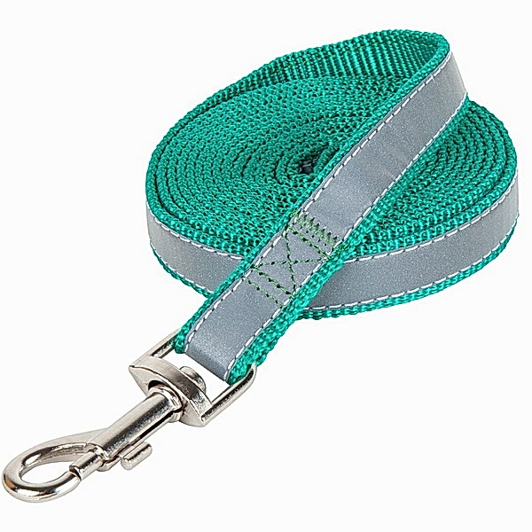 Поводок зеленый 2,5 см 1,5 м светоотражающая лента